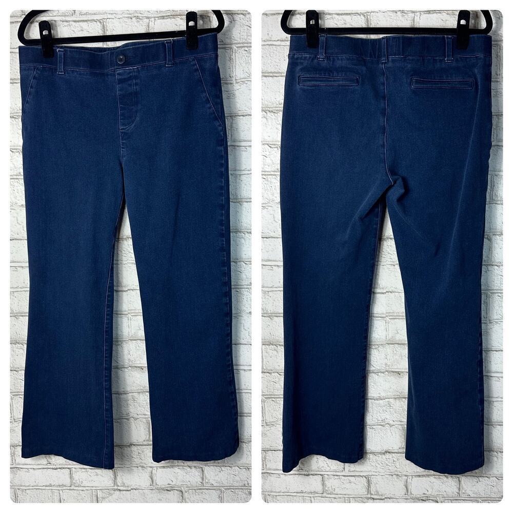 Betabrand Jeans Blue Yoga Denim Straight Leg 2 Pocket Indigo Dark Wash Stretch L